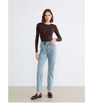 LCWAIKIKI Classic İndigo Beli Lastikli Slim Mom Kadın Jean Pantolon