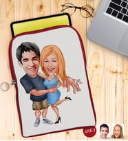 BK Gift Kişiye Özel Sevgililer Karikatürlü Taşınabilir Koruyucu Tablet Kılıfı & Organizer Çanta - Kırmızı-14