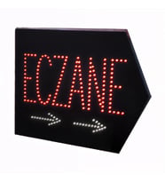 Ayt Powermaster PM-28338 Eczane SMD LED Tabelası Sağ OK Yönlü Kırmızı Beyaz Suya Dayanıklı 345x465mm