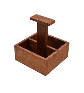 Ahşap Sosluk 16cm x 16cm 4 Sos Kapasiteli Ketçap Mayonez Barbekü Sos Taşıyıcı