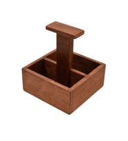 Ahşap Sosluk 16cm x 16cm 4 Sos Kapasiteli Ketçap Mayonez Barbekü Sos Taşıyıcı