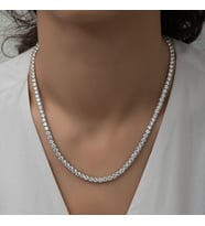 Su Yolu Beyaz Taşlı 4 Mm 925 Ayar Gümş Kadın Kolye