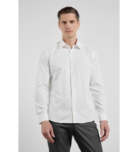Krem Sert Yaka Uzun Kol Cepsiz Slim Fit Pamuklu Gömlek 1004255913