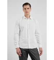 Krem Sert Yaka Uzun Kol Cepsiz Slim Fit Pamuklu Gömlek 1004255913