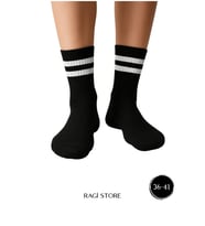4'lü Çemberli Unisex Kolej Çorap (Beyaz-Siyah)