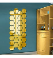 Yapışkanlı Akrilik Gold Ayna Seti 12 Adet