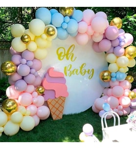 Makaron Balon + Krom Balon + Balon Zinciri Aprt + Balon Pompası-
