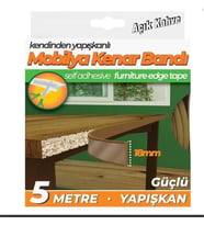 Kendinden Yapışkanlı Masa,Raf,Dolap,Tezgah,Mobilya Kenar Bandı 18mmX5 Metre-Açık kahve
