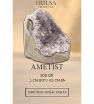 Sertifikalı Ametist Taşı Kütlesi 206 Gr – Ham Doğal Kristal Dekoratif Taş Stresi Azalt ve Huzur Ver (Mor)