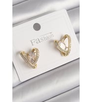 Pirinç Gold Renk Zirkon Taşlı Kalp Model Kadın Küpe 5886 - HPSBYI4482-1070