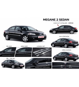 R. Megane 2 SEDAN Krom Cam Çıtası Tk 2004-2010 Paslanmaz Çelik