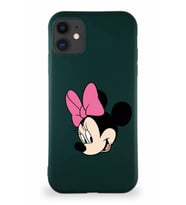 Apple iPhone 11 Soft Premier Kapak Minnie Mouse-B Tasarımlı Silikon Kılıf - Yeşil (Şeffaf)