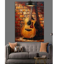 Gitar Duvar Eski Rustik Dekoratif Kanvas - Mdf Ahşap Tablo