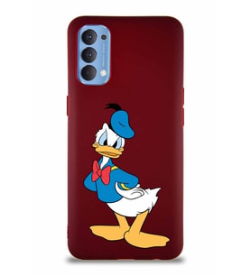 Oppo Reno 4 Soft Premier Kapak Donald Duck-D Tasarımlı Silikon Kılıf - Mürdüm (Şeffaf)