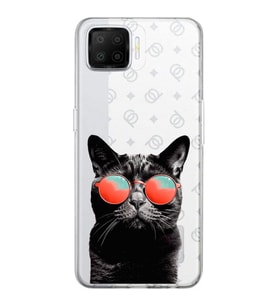 PrintiFy Oppo A73  ile Uyumlu 1mm Slim Fit Kedi 3 050d Baskılı Şeffaf  Kılıf