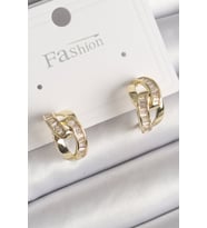Pirinç Gold Renk Zirkon Taşlı Zincir Model Kadın Küpe - TJ-BKP9794