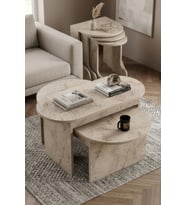 Northcity Setro Orta Zigon Sehpa Seti Ekru 100x50