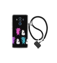 Huawei Mate 10 Pro Kılıf Resimli Desenli Silikon Boyun Askılı Cat Dance 1824