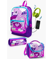 Coral High Kids Mor Pembe Unicorn Desenli USB'li 3’lü Okul Çanta Seti - Kız Çocuk
