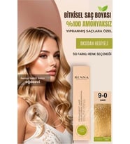 Renna AMONYAKSIZ Bitkisel Yıpranmış Saçlar İçin Saç Boyası 9-0 SARI 60ml