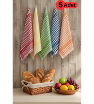 Pötikareli 5'li Alman Servis Peçetesi Mutfak Havlusu Beslenme Örtüsü Kurulama Bezi Renkli 47x67cm