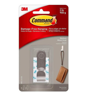 3M™ Command™ MR12-SS-ES Orta Boy Modern Metal Askı, Max 900 gr (1 Askı + 2 Orta Boy Cırt Bant)