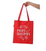 Baghashtag Merry Christmas Baskılı Kırmızı Bez Çanta