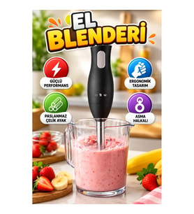 Paslanmaz Çelik Ayaklı Ergonomik El Blenderı – Asma Halkalı Mutfak Blenderı