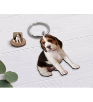 BK Gift Kişiye Özel Evcil Dost Köpek Ahşap Anahtarlık (Beyaz)