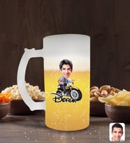 BK Gift Kişiye Özel Erkek Karikatürlü Buzlu Cam Bira Bardağı 50cl-54 (Beyaz)