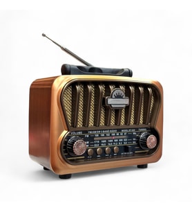 Nostaljik Güneş Panelli Radyo,Bluetooth Özellikli Eskitme Nostalji Radyo (Kahverengi-K.Kahve)