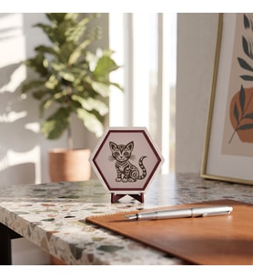 Modern Dokunuşlu Kedi Temalı Masaüstü Dekoratif Süsü Çalışma Masalarınız İçin Zarif ve Modern Seçenek 10x10 cm, Yavru Ağzı