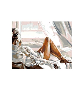 Yalnız Kadın Sticker(Çerçeveli) 70x90 Sayılarla Boyama Hobi Seti