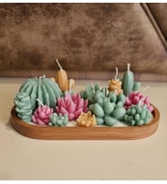 Ahşap Kase İçinde Tasarım Mumlar Dekoratif Mum Kokulu Doğal Soya El Yapımı MUM 15 CM