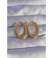 Northcity Pirinç Gold Renk Zirkon Taşlı Oval Model Küpe 5886