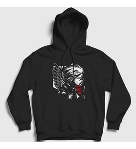 Presmono Unisex Siyah Mikasa Anime Attack On Titan Kapüşonlu Sweatshirt 124387tt