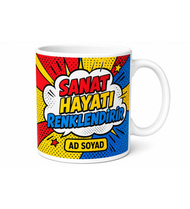 Pop Art Sanatı Sevenlere Çizgi Roman Renkli Kupa Bardak Hediye