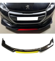 Peugeot 208 Sarı Renkli Şeritli Dilli Ön Lip 4 Prç Parlak Siyah ABS