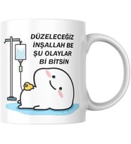 Düzeleceğiz İnşallah Kupa Bardak Komik Yazılı Hediyelik Kahve Çay Kupası