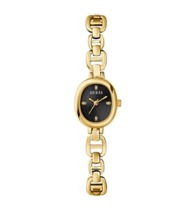 GUESS GUGW0982L2 ALTIN KAPLAMA SİYAH KADRAN OVAL KADIN KOL SAATİ