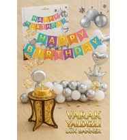 Altın Varak Yaldızlı Lüks Happy Birthday Banner - Renkli