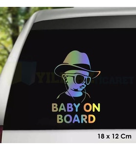 Arabada Bebek Var Baby On Board Hologram Oto Sticker Cam Araba Yapıştırma Çıkartma Etiket 18 X 12 Cm