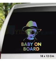 Arabada Bebek Var Baby On Board Hologram Oto Sticker Cam Araba Yapıştırma Çıkartma Etiket 18 X 12 Cm