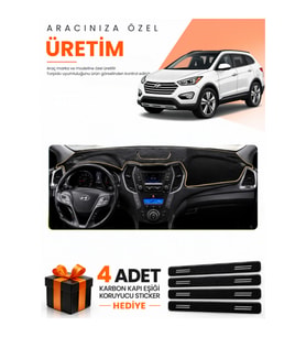 HYUNDAİ SANTA FE (2012-2017) Uyumlu Torpido Koruma Örtüsü Oto Kılıfı - Siyah Bej