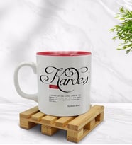 BK Gift Kişiye Özel Mânâ Kardeş Tasarımlı İçi Kırmızı Renkli Kupa Bardak Model 1