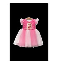 Baskılı Barbie Kız Elbise 2/8 yaş (Pembe)