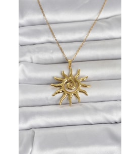 316L Çelik Gold Renk Bohem Güneş Model Kadın Kolye - TJ-BKO11047
