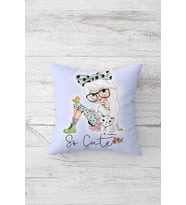 So Cute Pop Art Çift Tarafı Baskılı Gizli Fermuarlı Yastık Kılıfı Kırlent Koltuk Yastık Kılıfı (Turkuaz)