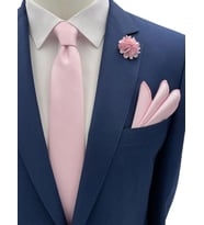 Brianze Şeker Pembe Kravat Mendil Yaka Çiçeği Set (Şeker Pembesi)