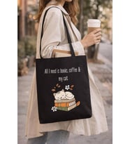 Le Vion All I need is books - Baskılı Bez Çanta 38x42 cm 170 Gr Omuz Çantası Kadın Alışveriş Çantası